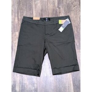 Mossimo Supply Co Womens Size 12 Bermuda Shorts Olive Green Stretch Mid Rise NWT
